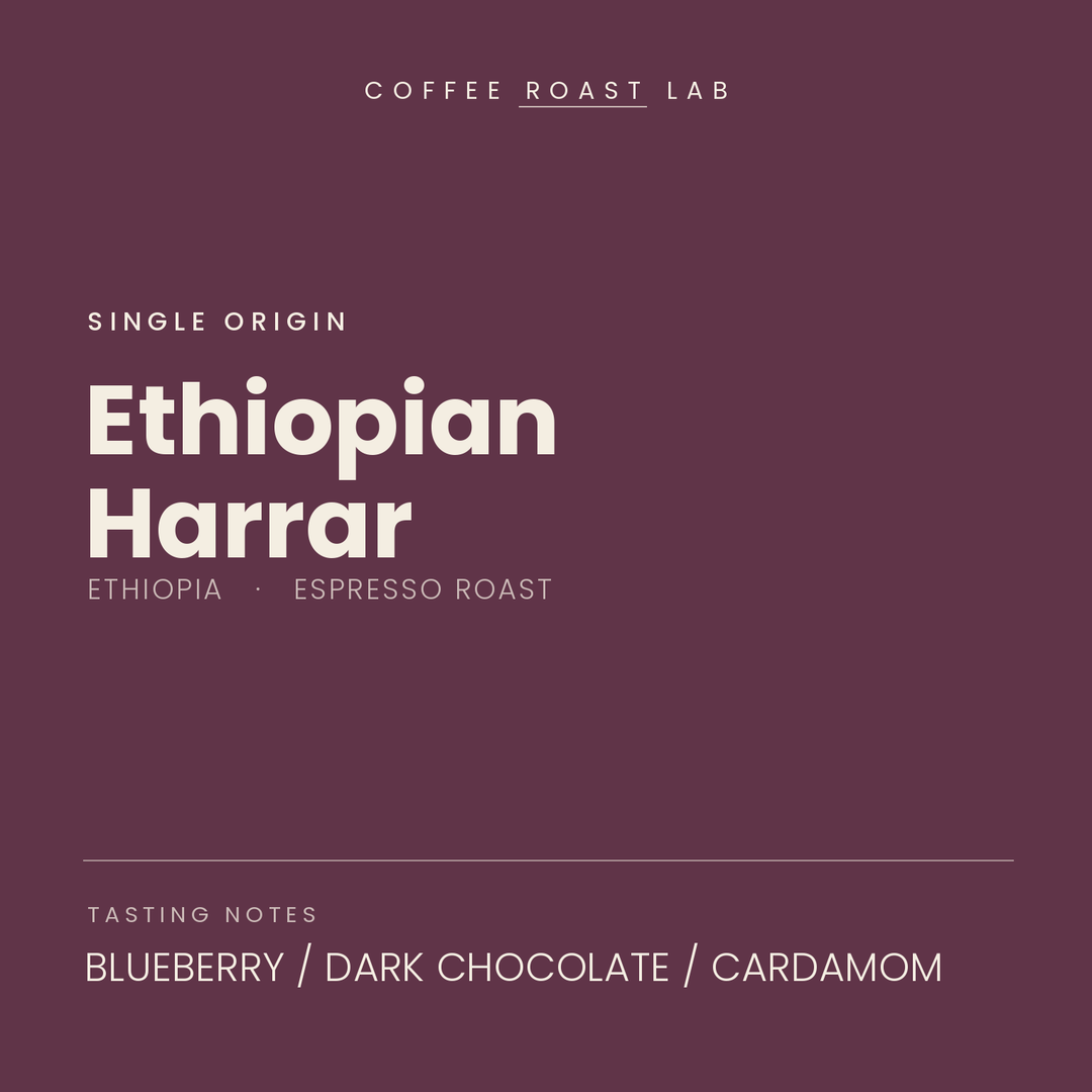 Coffee Roast Lab Ethiopian Harrar coffee, Ethiopia, espresso roast, blueberry, dark chocolate, cardamom