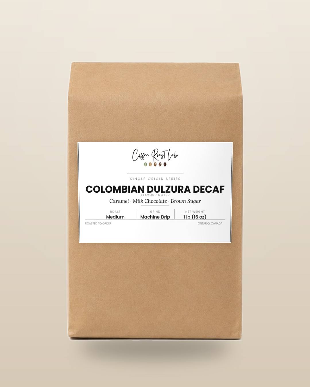 Coffee Roast Lab Colombian Dulzura Decaf coffee — 1 lb, machine drip, medium roast