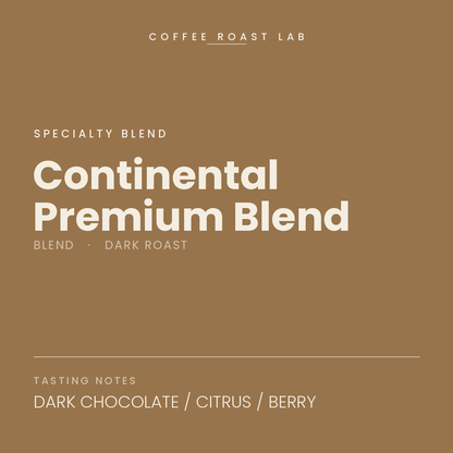 Coffee Roast Lab Continental Premium Blend coffee — dark roast — dark chocolate, citrus, berry