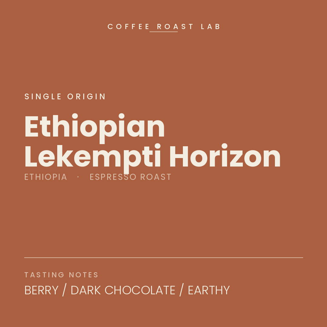 Coffee Roast Lab Ethiopian Lekempti Horizon coffee — Ethiopia, espresso roast — berry, dark chocolate, earthy