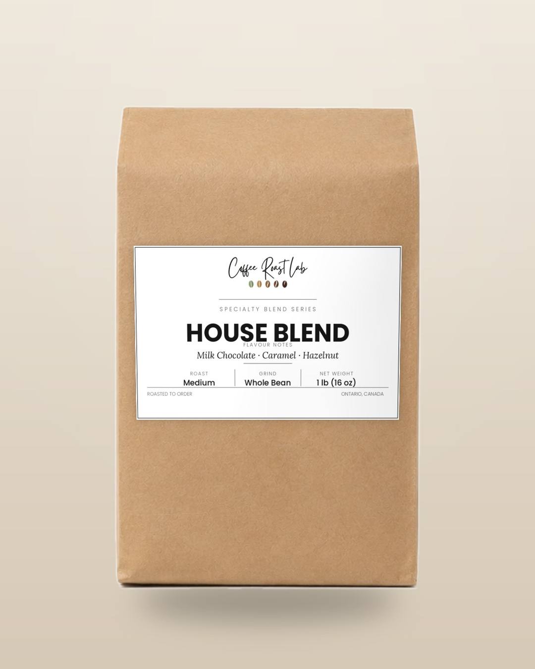 Coffee Roast Lab House Blend coffee — 1 lb, whole bean, medium roast