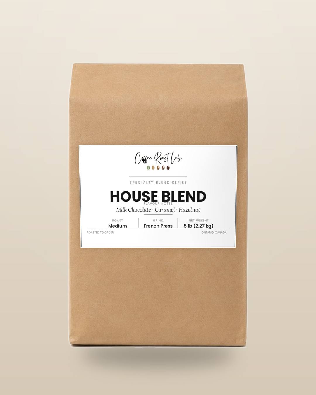 Coffee Roast Lab House Blend coffee — 5 lb, french press, medium roast