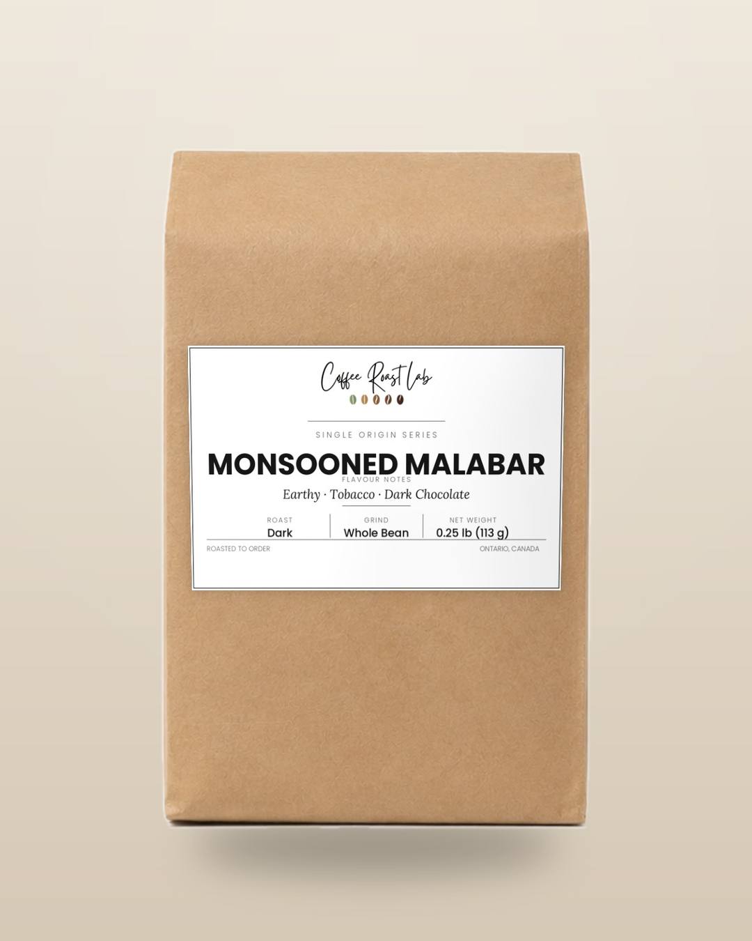Coffee Roast Lab Monsooned Malabar coffee — Sampler, whole bean, dark roast