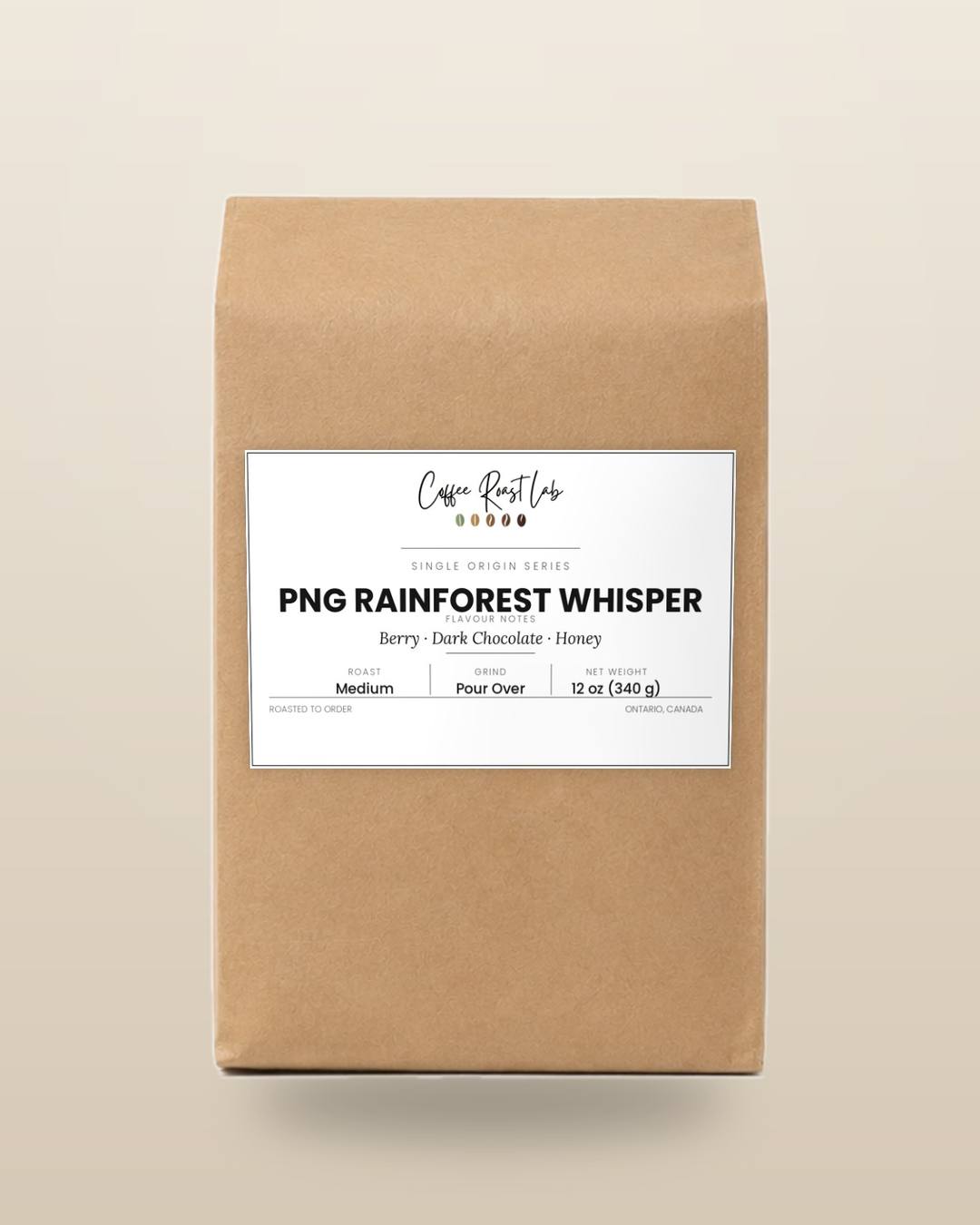 Coffee Roast Lab PNG Rainforest Whisper coffee — 12 oz, pour over, medium roast