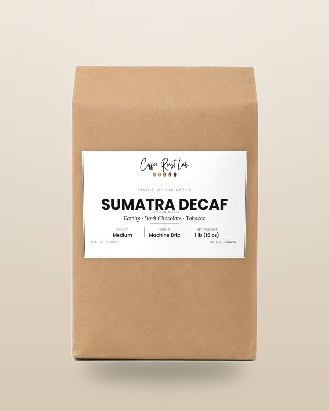 Coffee Roast Lab Sumatra Decaf coffee — 1 lb, machine drip, medium roast