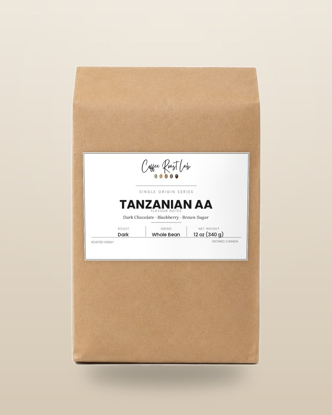 Coffee Roast Lab Tanzanian AA coffee, 12 oz, whole bean, dark roast