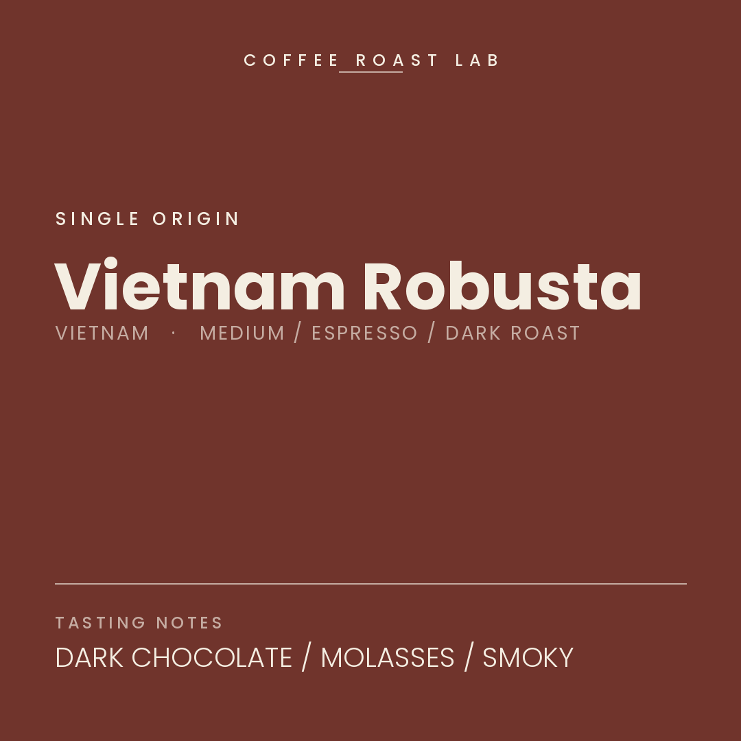 Coffee Roast Lab Vietnam Robusta coffee — Vietnam, medium / espresso / dark roast — dark chocolate, molasses, smoky