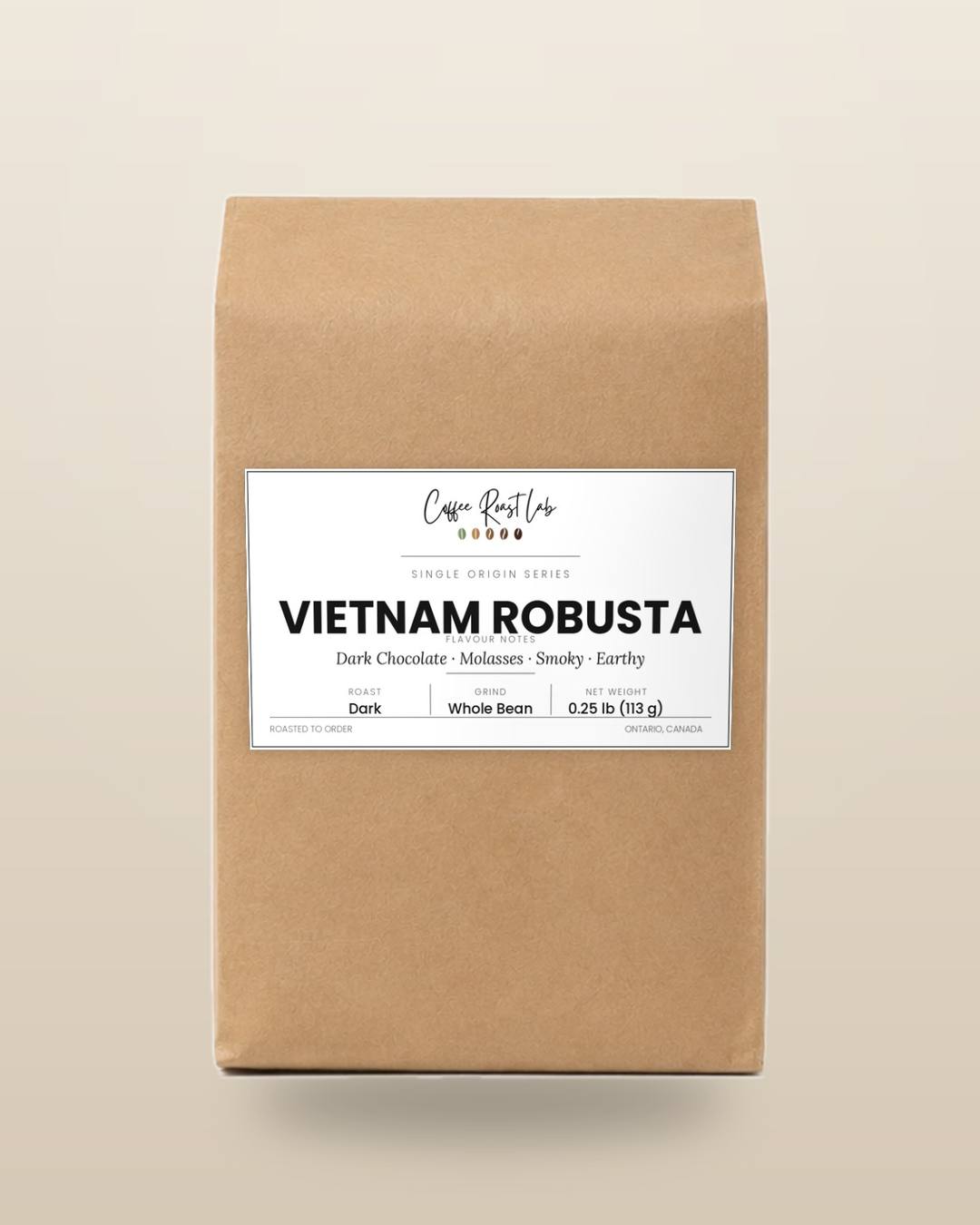Coffee Roast Lab Vietnam Robusta coffee — Sampler, whole bean, dark roast