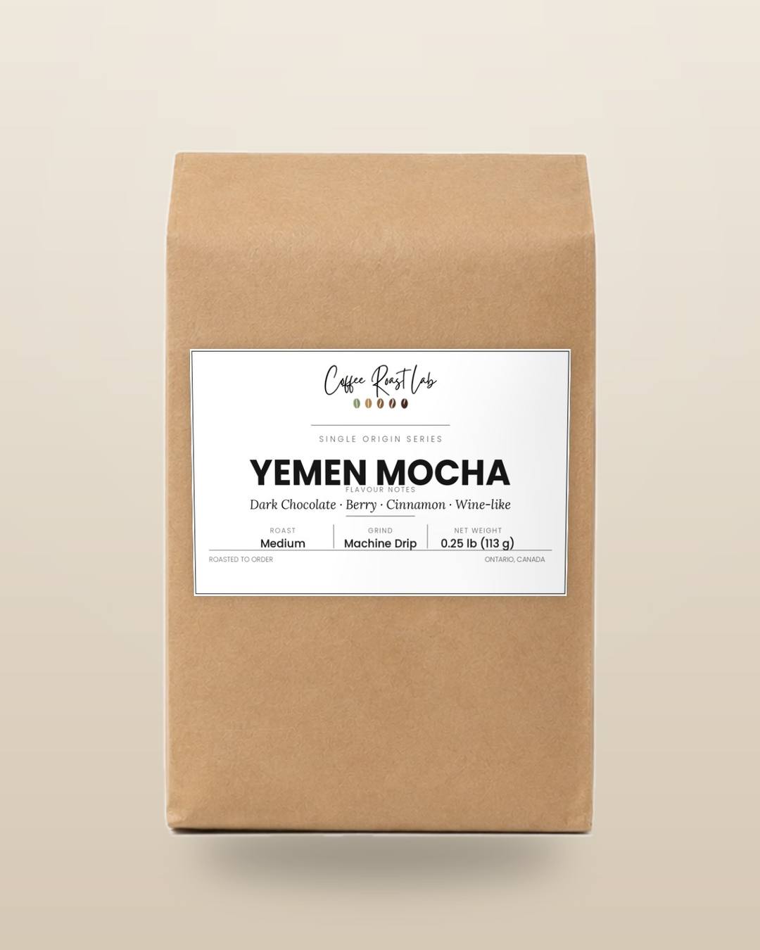 Coffee Roast Lab Yemen Mocha coffee — Sampler, machine drip, medium roast